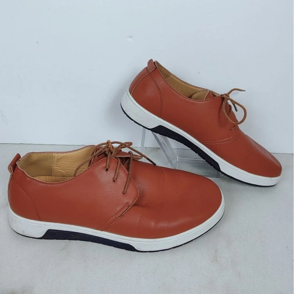 ZZHAP Men's Cognac Casual Oxford Shoes Sneakers, Sz 43 (US Men's 9.5)